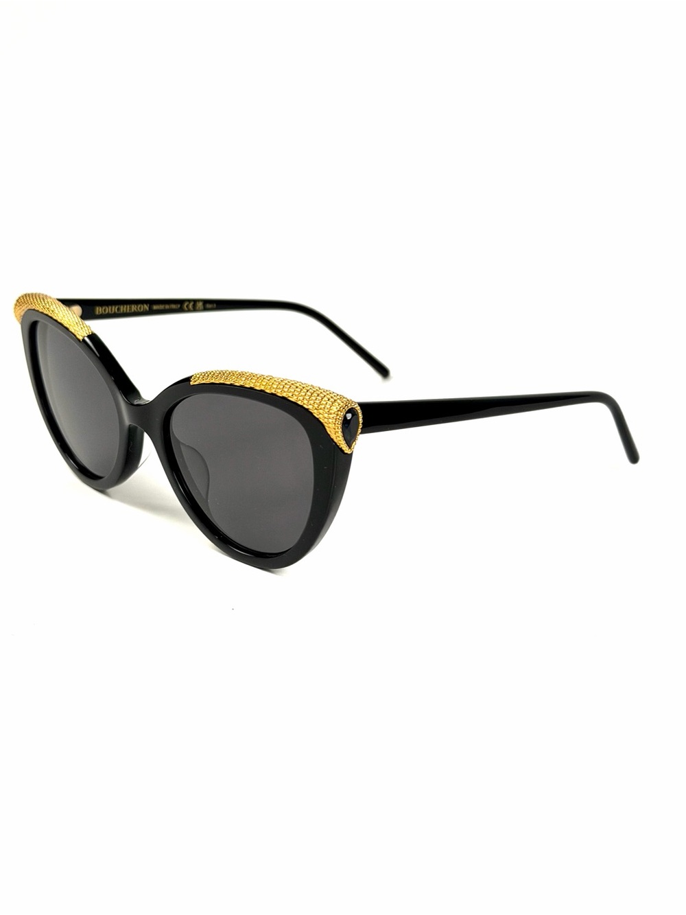 Boucheron Black & Gold Cat-Eye Sunglasses